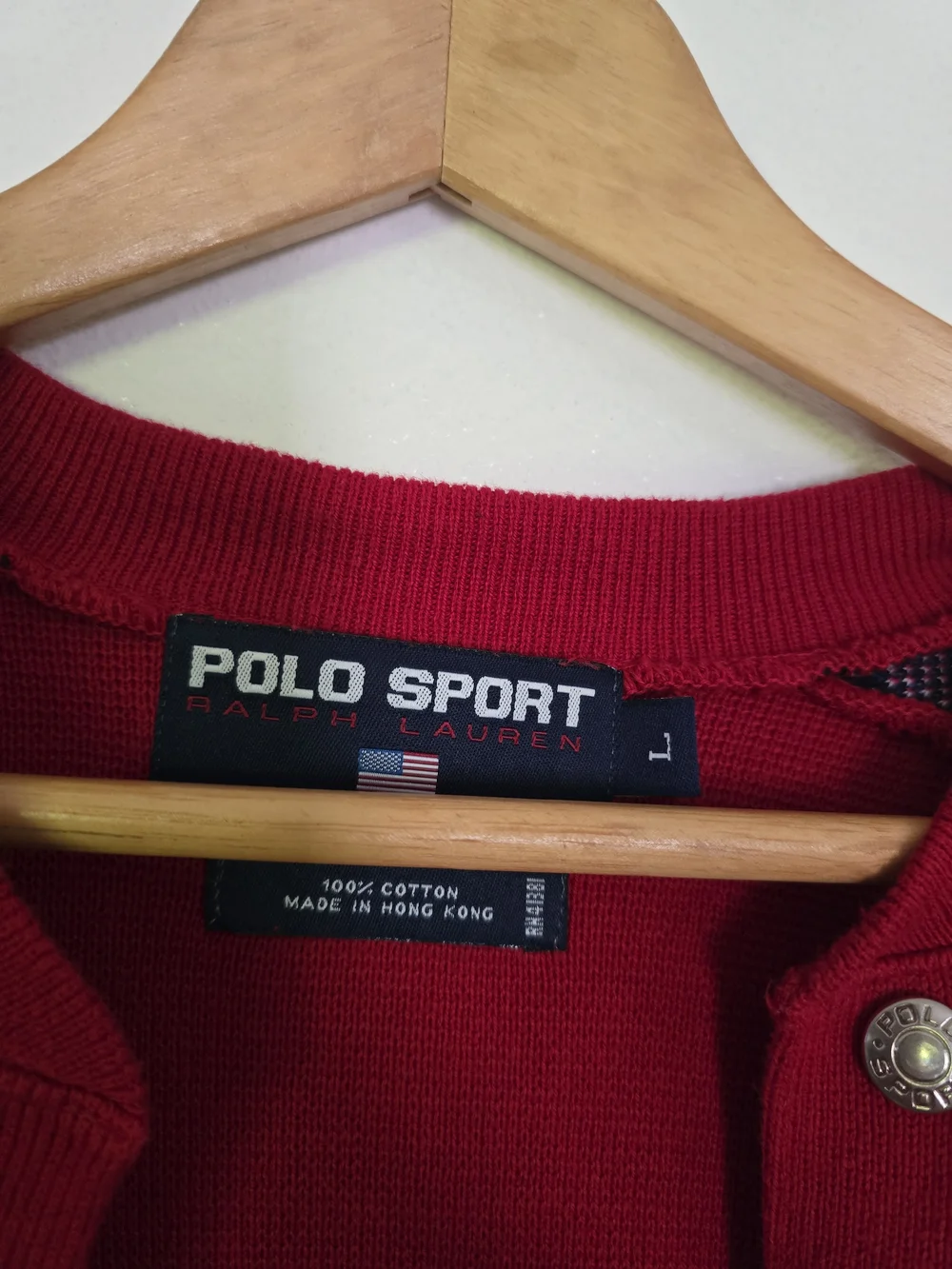 90s Vintage Polo by Ralph Lauren Red Button-Neck Sweater